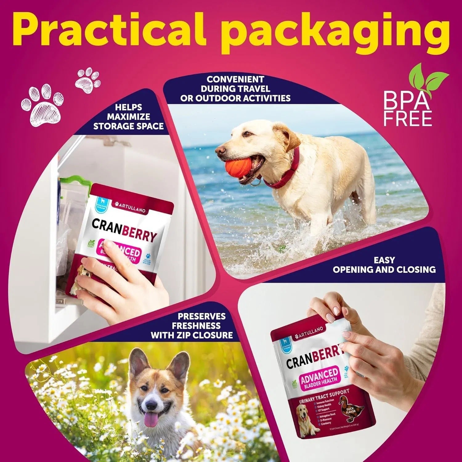 Do Not Sell On Amazon Dog UTI Treatment Cranberry Supplement Bladder Control Urinary Tract Infection Incontinence Pill Bladder Stones UTI Medicine Treats 70 Soft Chews For Kidney Support With Fish Oil - Omniveras