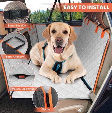 Dog Backseat Extender – Heavy-Duty Waterproof Car Seat Cover with Hard Bottom Supports up to 400 lbs - Omniveras