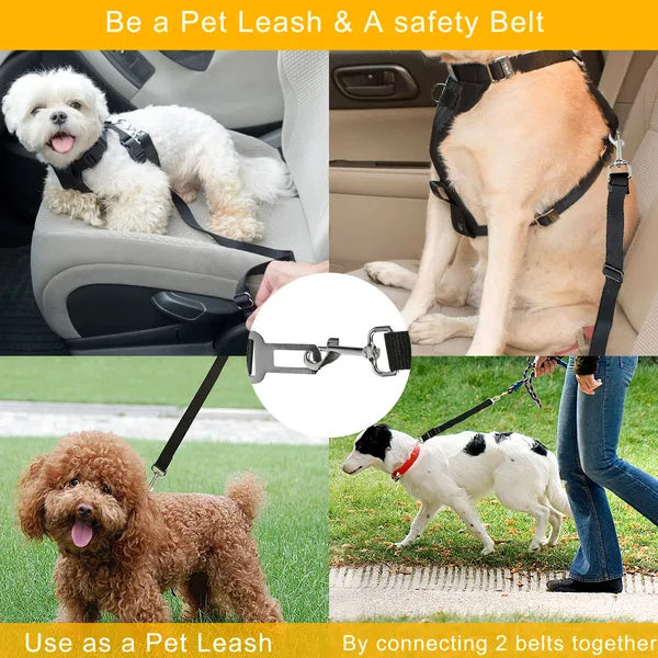 2Pcs Pet Dog Seat Belt Leash Adjustable Pet Dog Cat Safety Leads Harness - Omniveras