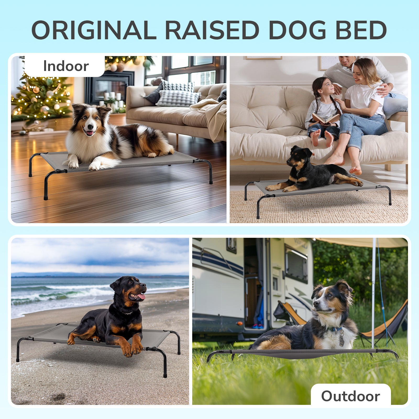 Elevated Dog Bed – Comfortable Pet Cot Raises Dogs 8” Off the Ground to Stay Cool, Dry & Clean Outdoors - Omniveras