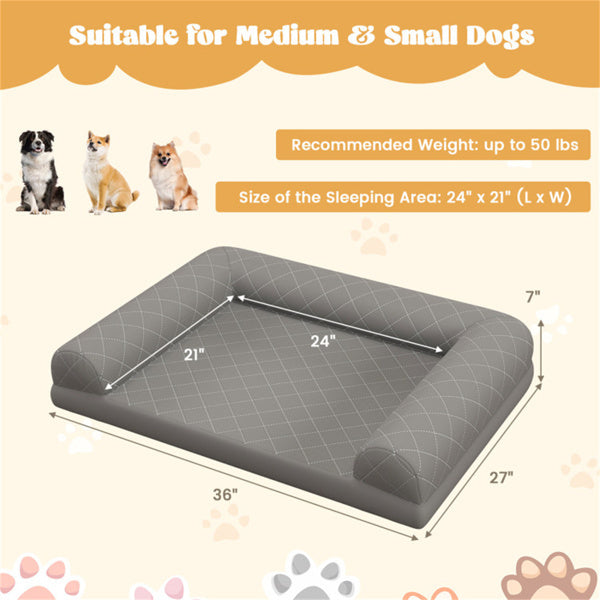 36-Inch Orthopedic Dog Bed – Supportive Foam Mattress for Medium Dogs with Washable Cover - Omniveras