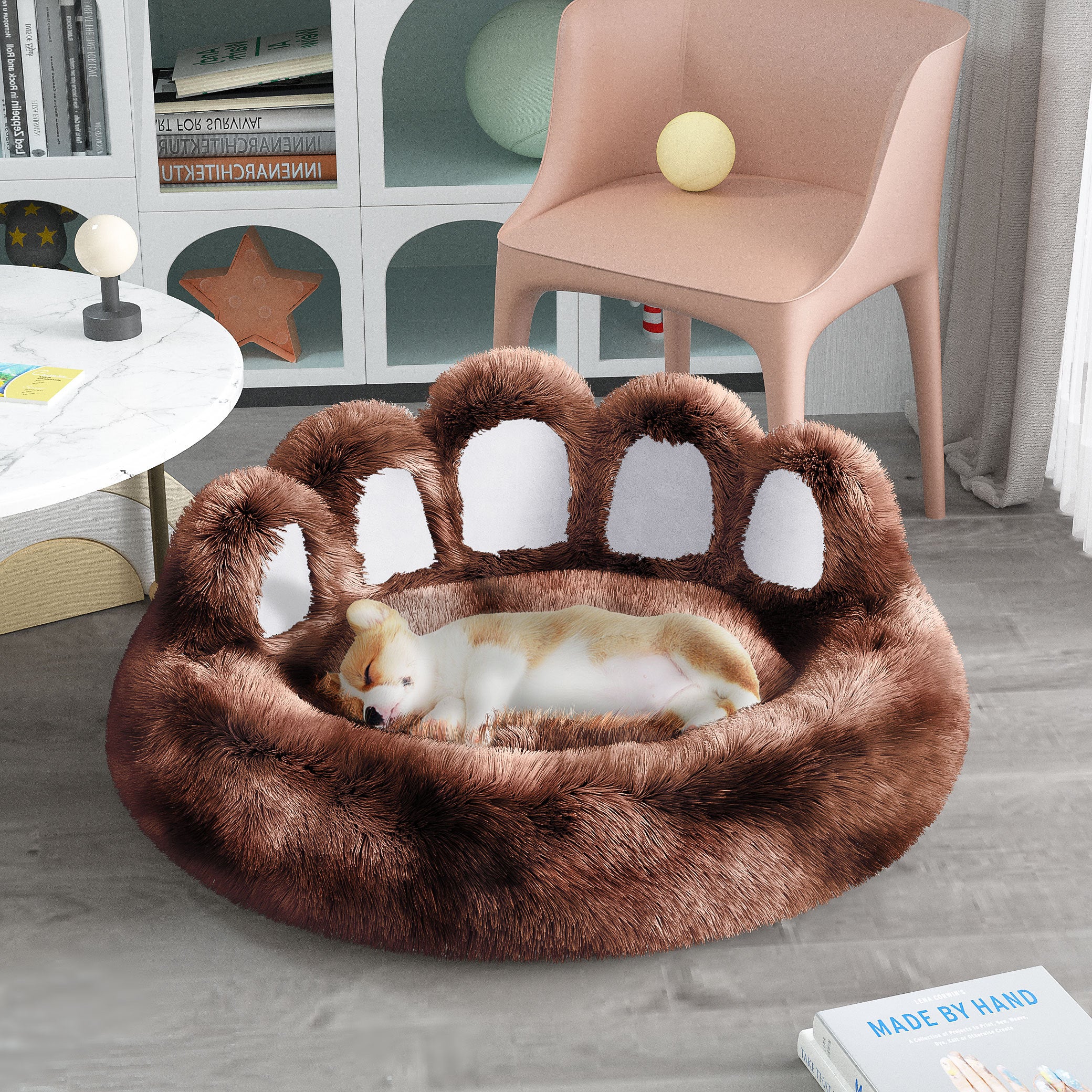 Cute Dog Bear Paw Shape Dog Bed, Dog Beds & Furniture For Small And Medium Dogs, Cozy Plush Cute Cat Beds For Indoor Cats - Omniveras