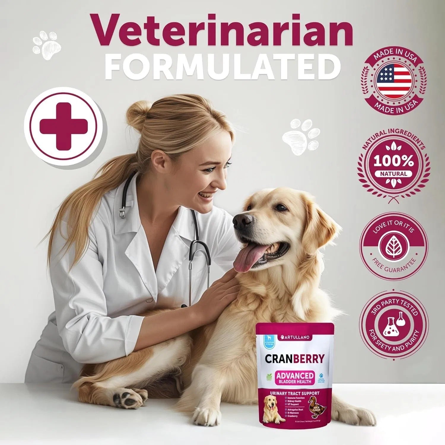 Do Not Sell On Amazon Dog UTI Treatment Cranberry Supplement Bladder Control Urinary Tract Infection Incontinence Pill Bladder Stones UTI Medicine Treats 70 Soft Chews For Kidney Support With Fish Oil - Omniveras