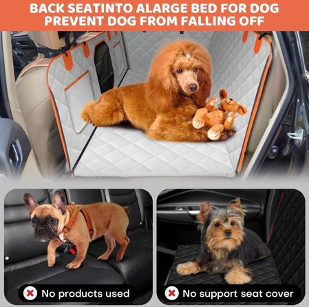 Dog Backseat Extender – Heavy-Duty Waterproof Car Seat Cover with Hard Bottom Supports up to 400 lbs - Omniveras
