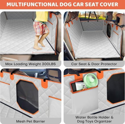 Dog Backseat Extender – Heavy-Duty Waterproof Car Seat Cover with Hard Bottom Supports up to 400 lbs - Omniveras