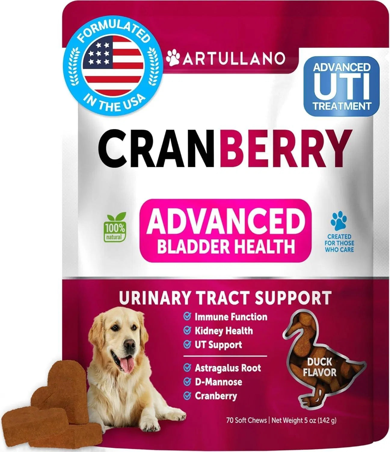 Do Not Sell On Amazon Dog UTI Treatment Cranberry Supplement Bladder Control Urinary Tract Infection Incontinence Pill Bladder Stones UTI Medicine Treats 70 Soft Chews For Kidney Support With Fish Oil - Omniveras