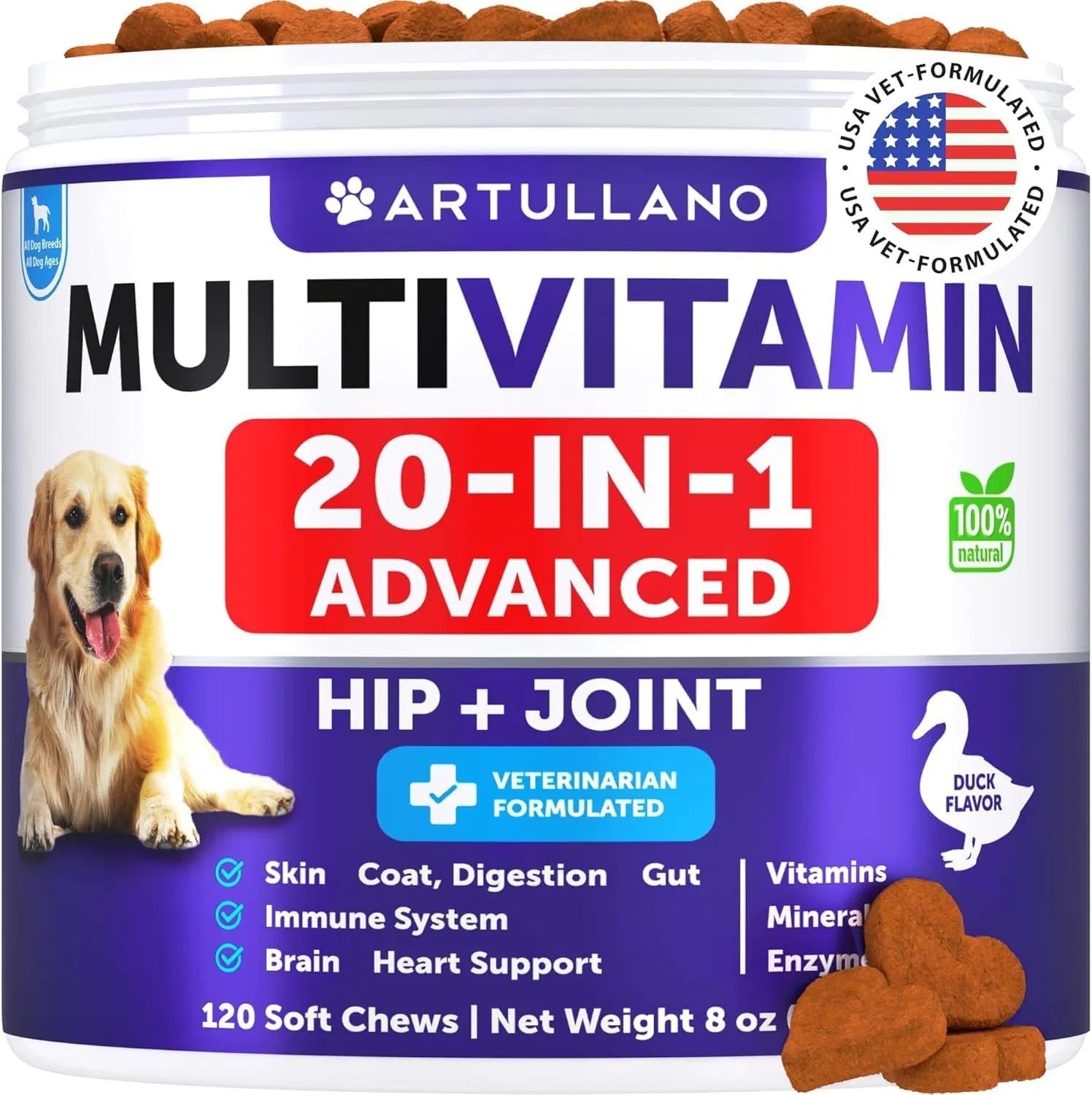 Do Not Sell On Amazon Dog Multivitamin Chewable With Glucosamine 20 In 1 Dog Vitamins And Supplements Senior & Puppy Multivitamin For Dogs Pet Joint Support Health Immunity Mobility Gut Skin 120 Chews - Omniveras