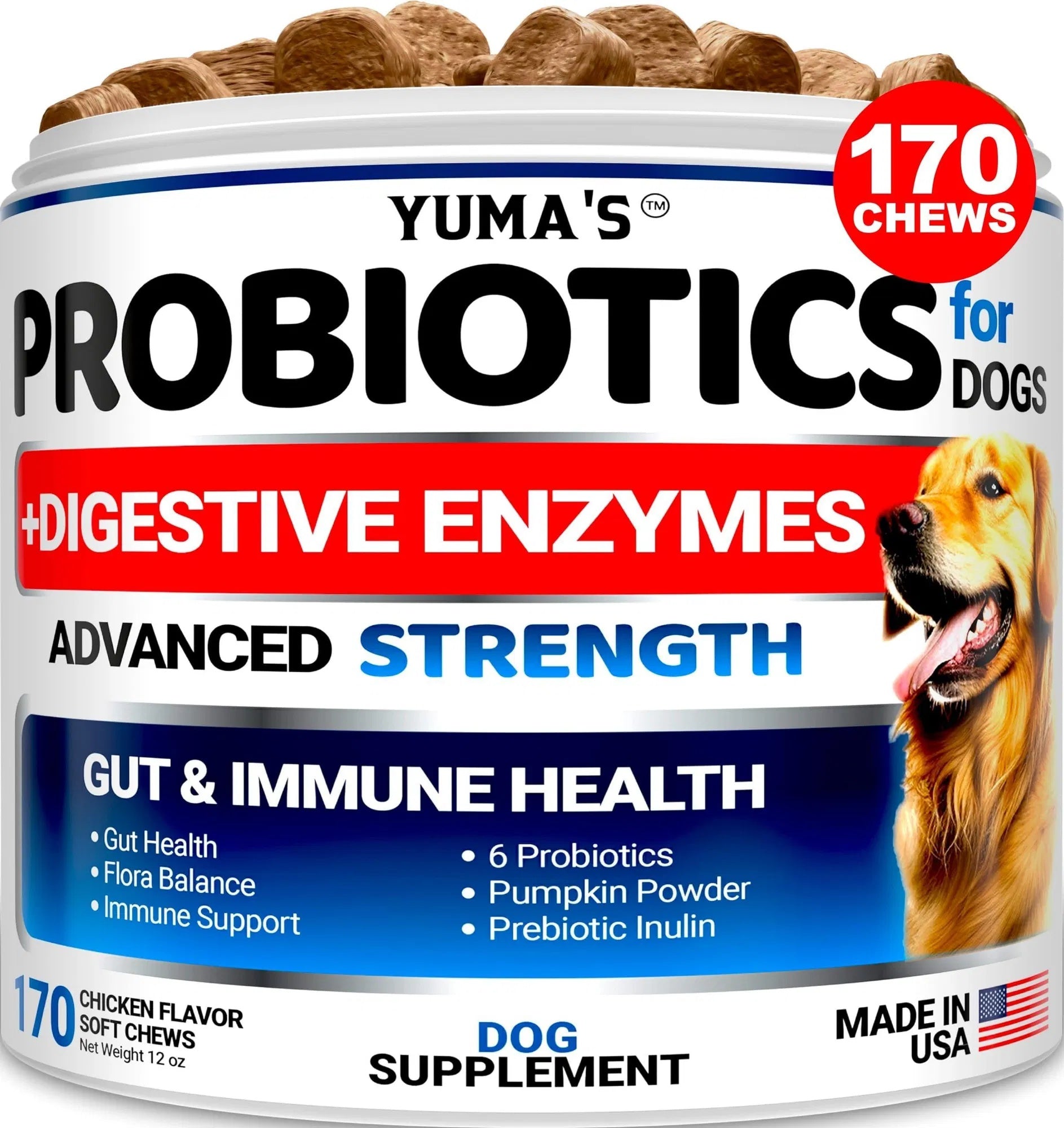 Do Not Sell On Amazon Probiotics For Dogs And Digestive Enzymes 170 Dog Probiotics Chews Pet Fiber Supplement Anti Diarrhea Upset Stomach & Gas Relief Constipation Canine Prebiotic - Omniveras